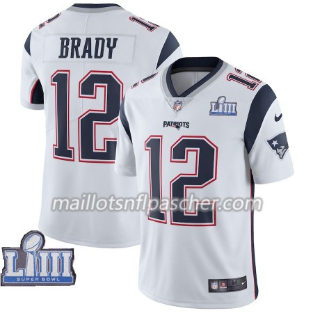 Maillot New England Patriots Tom Brady 12 Nike Blanc 2019 Super Bowl LIII - Homme
